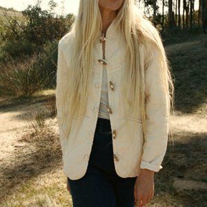 DÔEN Parker Jacket Cotton Nutmilk Cream Toggle Button Quilted XS X-Small NEW